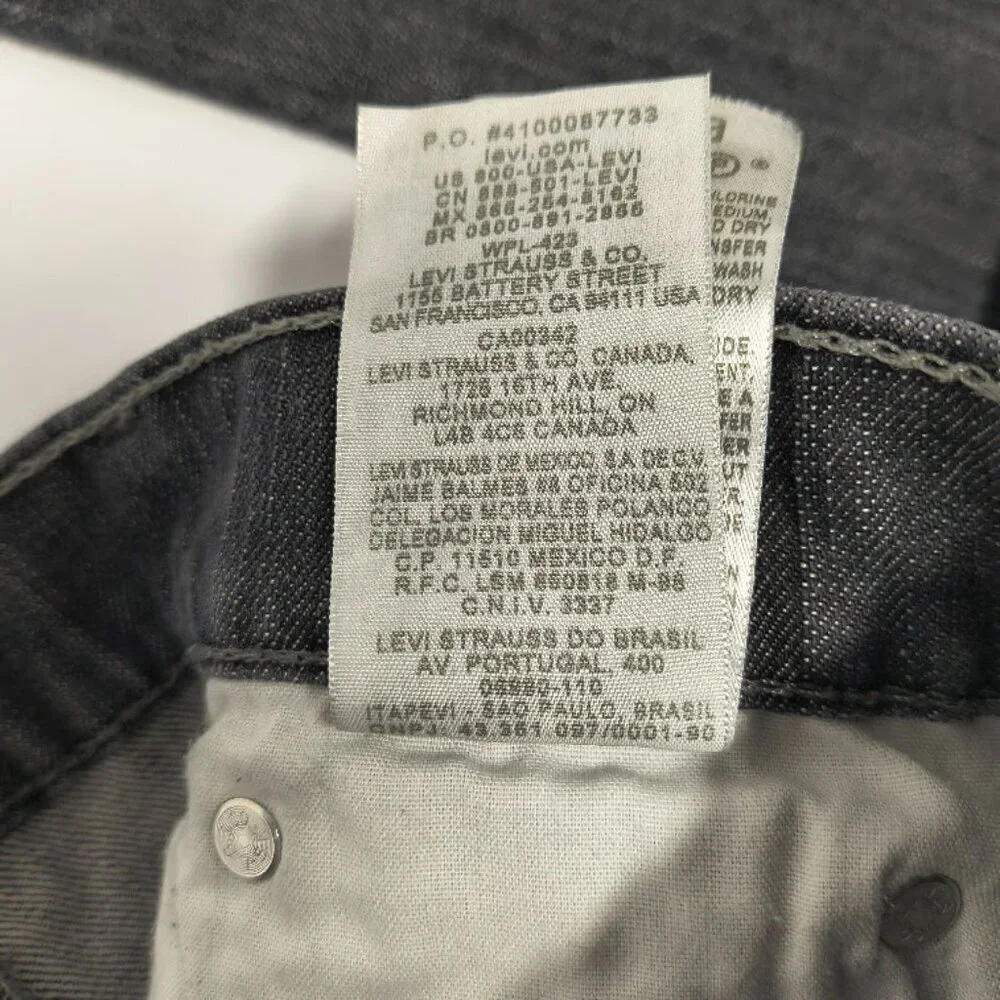 Levi Strauss 511 Men's Skinny Faded Black Denim Jeans 34x30
